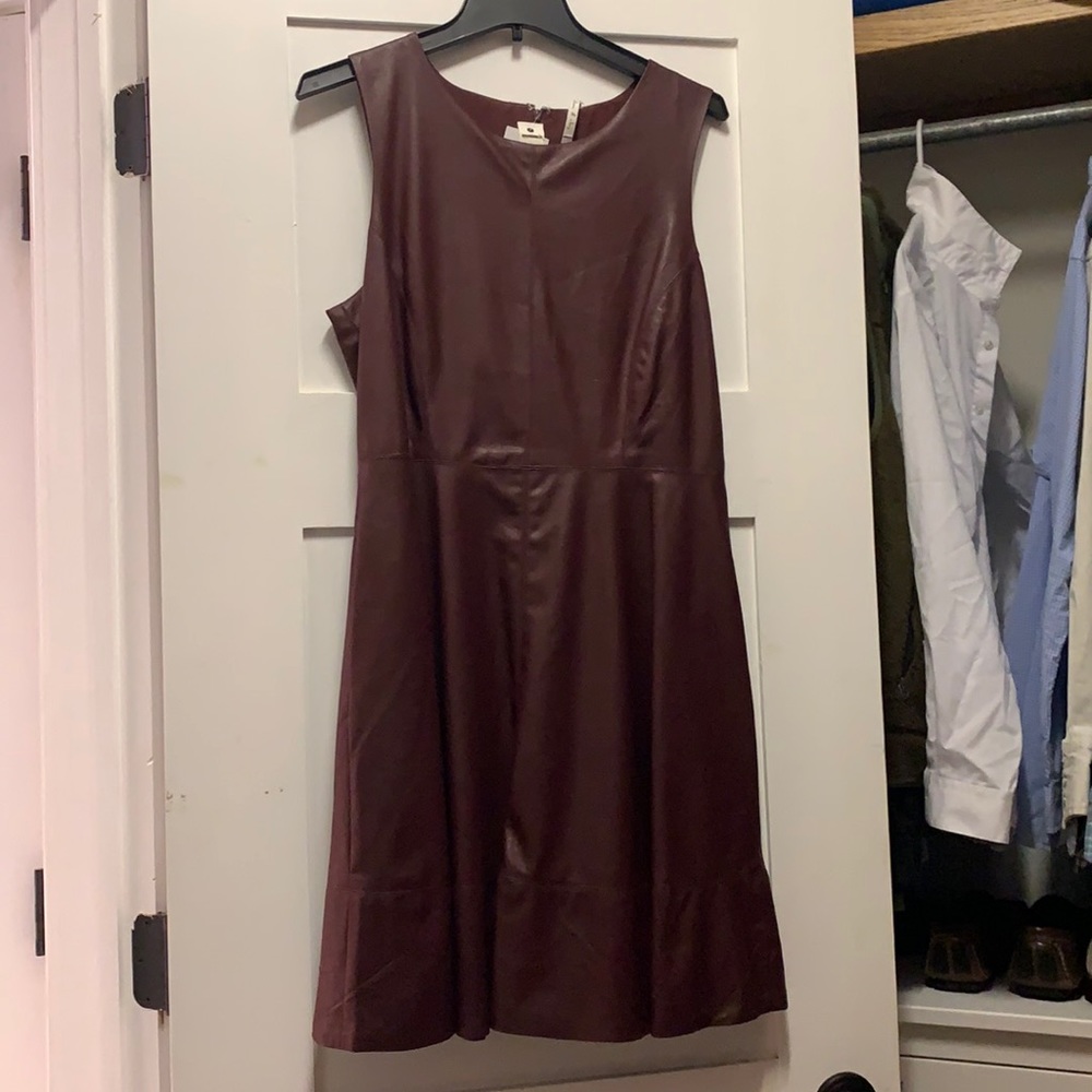 Willow & Clay fit and flare faux leather dress